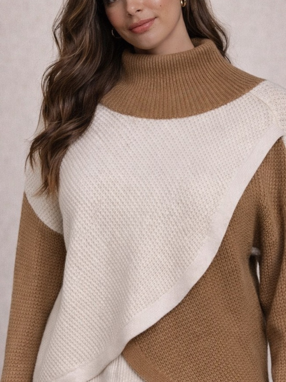Express Two-Tone Cream and Brown Women's Sweater